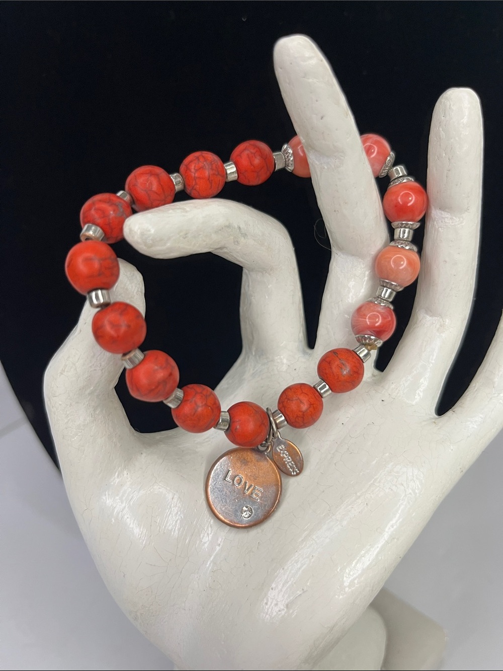 Express Red Beaded Bracelet with LOVE Charm